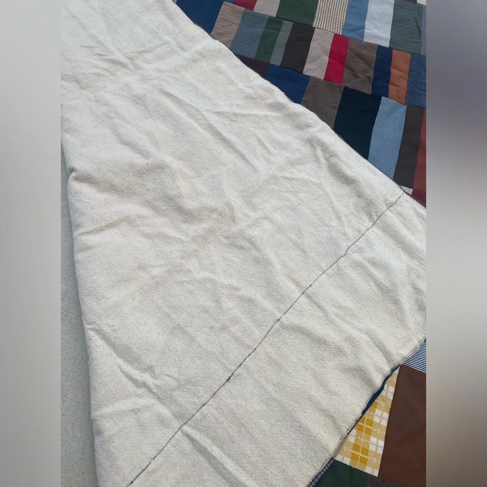 Vintage Men’s Suits Colorful Patchwork Quilt Blanket 65”/88” approx